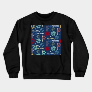 pawty time – paw prints on dark blue seamless repeat pattern Crewneck Sweatshirt